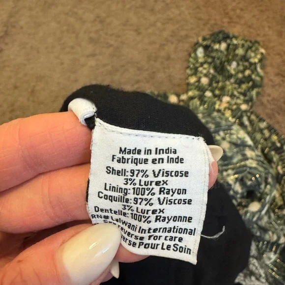 Rococo Sand x Revolve Flora High Low Maxi Dress Green Black Gold Floral M - Picture 9 of 14